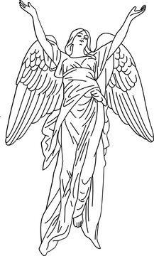 aesthetic greek sculpture line art angel with wings