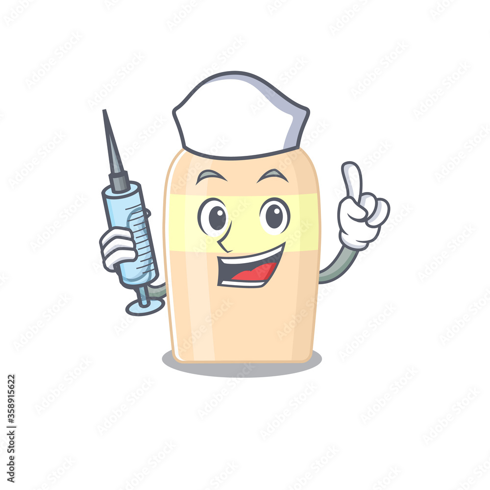 Sticker Toner humble nurse mascot design with a syringe