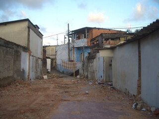Fototapeta na wymiar View of favela poverty and houses in downtown Sao Paulo, Brazil 