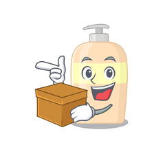 A cheerful toner cartoon design concept having a box