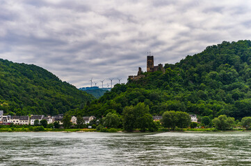 Fototapeta na wymiar It's Houses on the coast of the river Rhine in Germany
