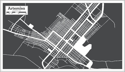 Artemisa Cuba City Map in Retro Style. Outline Map.