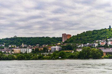 It's Houses on the coast of the river Rhine in Germany