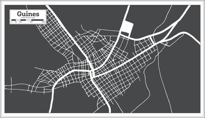 Guines Cuba City Map in Retro Style. Outline Map.