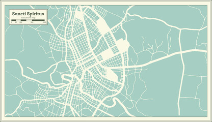 Sancti Spiritus Cuba City Map in Retro Style. Outline Map.