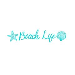 Beach life - hand written lettering. Text isolated on white background with design elements. Summer typography for photo overlays, t-shirt print, flyer, poster design. Beach life message