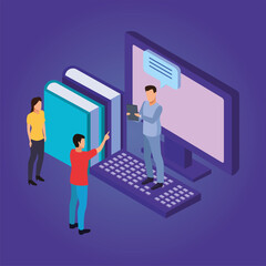 education on line technology with desktop