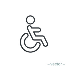 Handicapped patient icon vector. Linear style sign for mobile concept and web design. Handicapped patient symbol illustration.