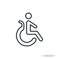 Handicapped patient icon vector. Linear style sign for mobile concept and web design. Handicapped patient symbol illustration.