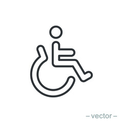 Handicapped patient icon vector. Linear style sign for mobile concept and web design. Handicapped patient symbol illustration.