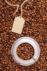Roasted coffee beans.