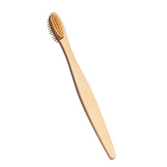 wooden toothbrush on a white background isolate
