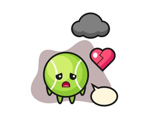 Tennis cartoon is broken heart