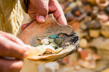 It's Ancient dishes among the Ruins of the Temple of Alexander the Great, Egypt