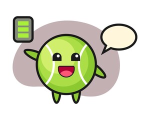 Tennis cartoon with energetic gesture