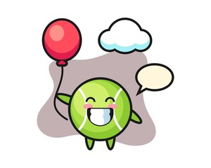 Tennis cartoon is playing balloon
