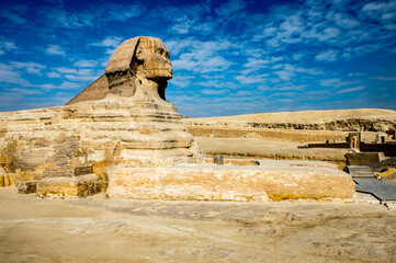 It's Great Sphinx of Giza, a limestone statue of a mythical creature with a lion's body and a human...