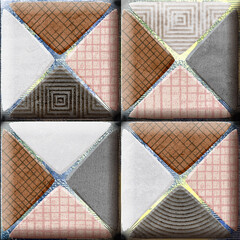 abstract background with triangles,  emboss rusty decoration antique squares