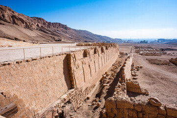 It's Part of the Mortuary temple of Hatshepsut (Dayr el-Bahari or Dayr el-Bahri), Western Bank of...
