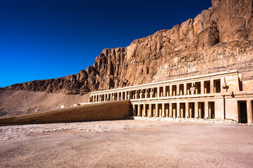 It's Part of the Mortuary temple of the Queen Hatshepsut (Dayr el-Bahari or Dayr el-Bahri), Western Bank of the Nile