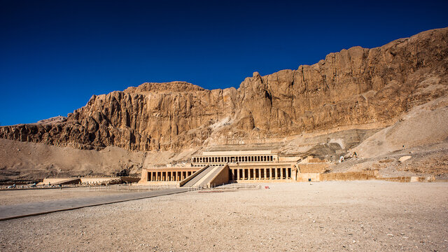 It's Part of the Mortuary temple of the Queen Hatshepsut (Dayr el-Bahari or Dayr el-Bahri), Western Bank of the Nile