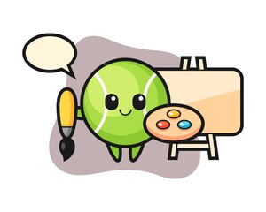 Tennis cartoon as a painter
