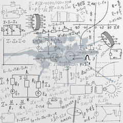 The school Board on the background of mathematical equations and formulas.