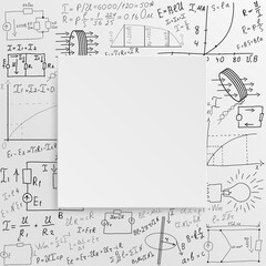 The school Board on the background of mathematical equations and formulas.