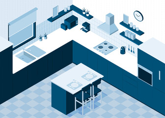 Isometric Kitchen Interior Composition
