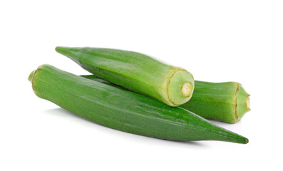 Young okra isolated on the white background