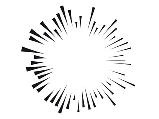 Radial speed Lines in Circle Form for comic books . fireworks Explosion background . Vector Illustration . Starburst
 round Logo . Circular Design element . Abstract Geometric star rays . Sunburst .