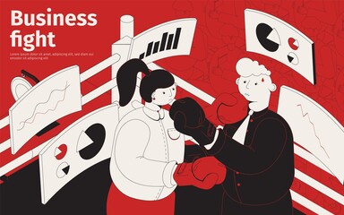 Business Fight Isometric Poster