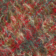 Handwoven mohair fabric with red weft