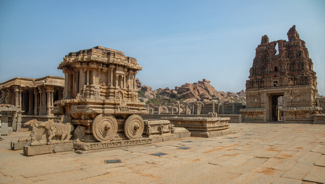 Stone chariot at Vitthala Temple in Hampi, India