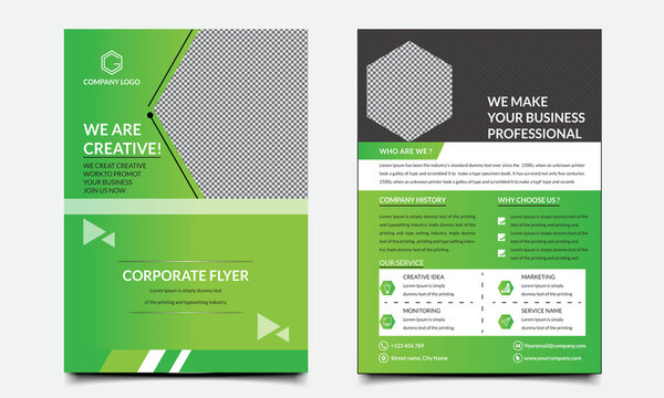 Corporate Flyer Layout with Green Accents full editable 