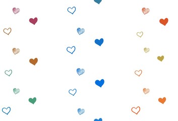 Light Multicolor vector background with hearts.