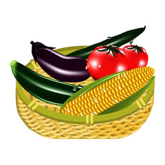 籠に入った夏野菜