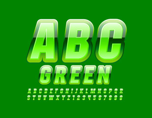 Vector Glossy Font. Bright Alphabet Letters and Numbers