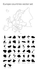Europe map with shapes of regions. Blank vector map of the continent with countries. Borders of the continent for your infographic. Vector illustration.