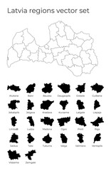 Latvia map with shapes of regions. Blank vector map of the country with regions. Borders of the country for your infographic. Vector illustration.