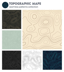 Topographic maps. Awesome isoline patterns, seamless design. Artistic tileable background. Vector illustration.