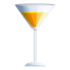 Yellow cocktail glass icon. Cartoon of yellow cocktail glass vector icon for web design isolated on white background