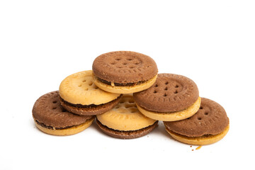 double cookie with chocolate isolated