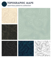 Topographic maps. Amazing isoline patterns, seamless design. Captivating tileable background. Vector illustration.