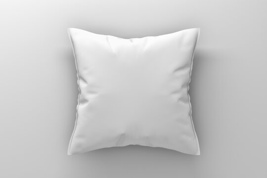 Mockup with one white blank pillow on white background