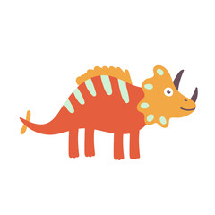 Cute Triceratops Dinosaur. Dinosaur Vector Character