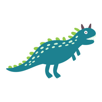 Cute dinosaur carnotaurus. Dinosaur Vector Character