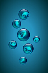 Vector Blue Sphere Lottery Bingo Balls Isolated on Blue Background