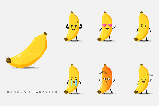 Set Of Cute Banana Characters