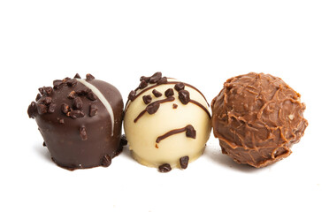 chocolate truffles isolated